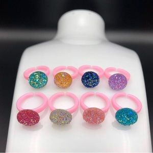 Resin Glitter Rhinestone Ring Set